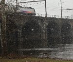NJT 4607 heads toward Trenton in heavy flurries.